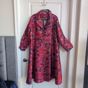 Frances Valentine Red, Blue, Metallic Floral Dress
